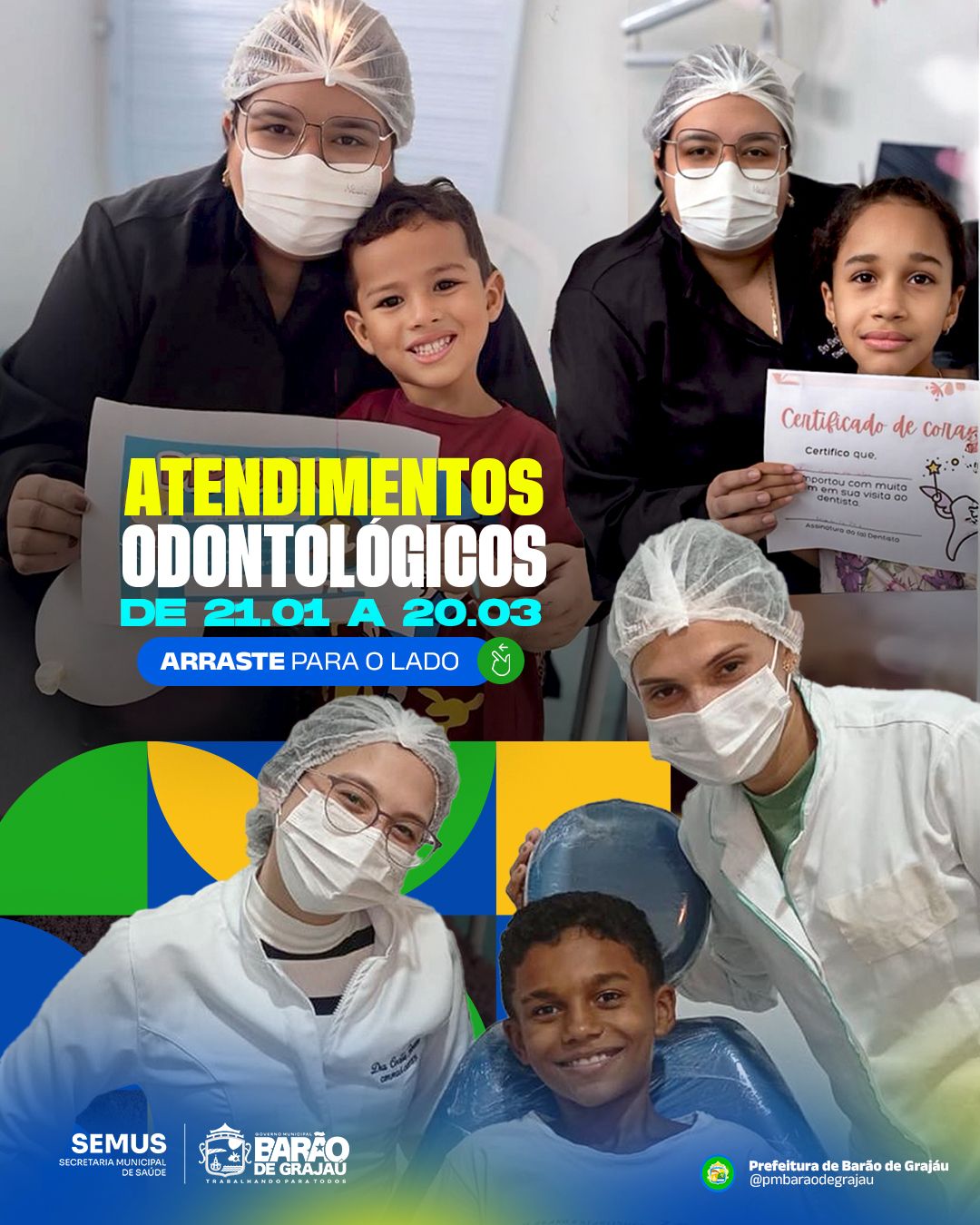 Atendimentos odontológicos e mais saúde bucal à população.